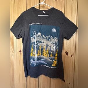 Aaron West and the Roaring Twenties forest band tee. Grey shirt, size large